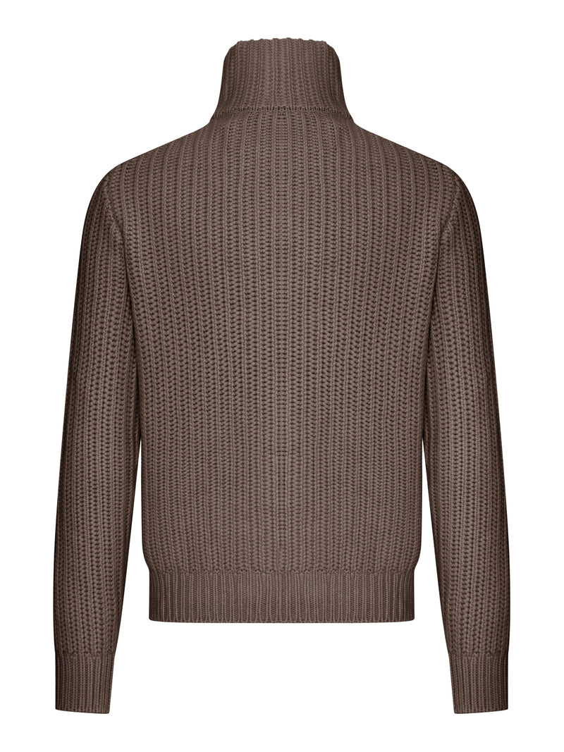 RIB-KNIT FULL-ZIP CARDIGAN