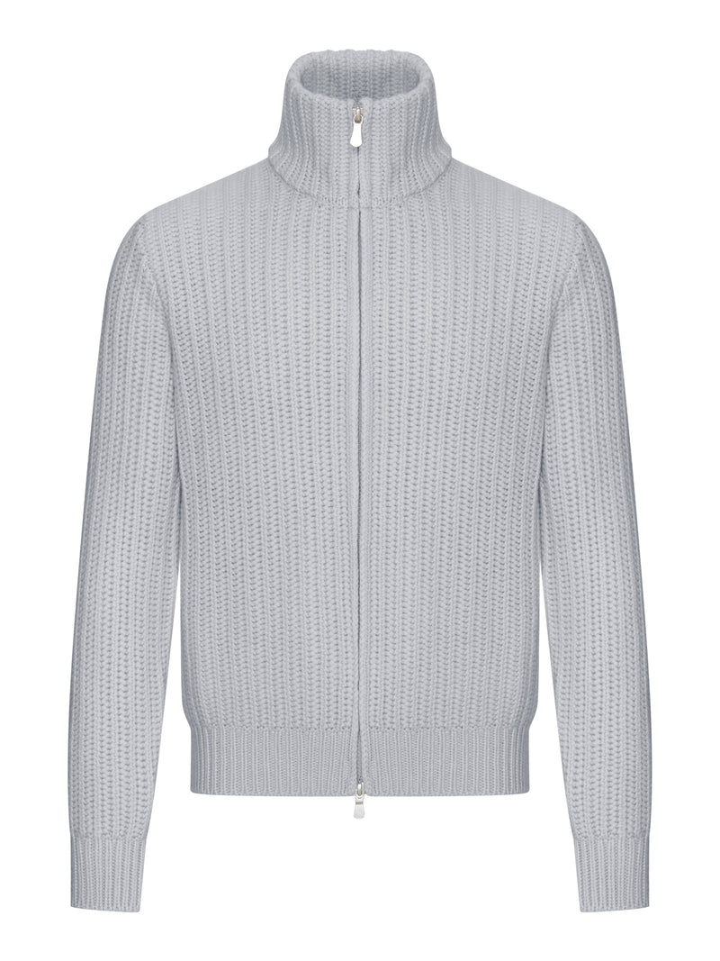 RIB-KNIT FULL-ZIP CARDIGAN