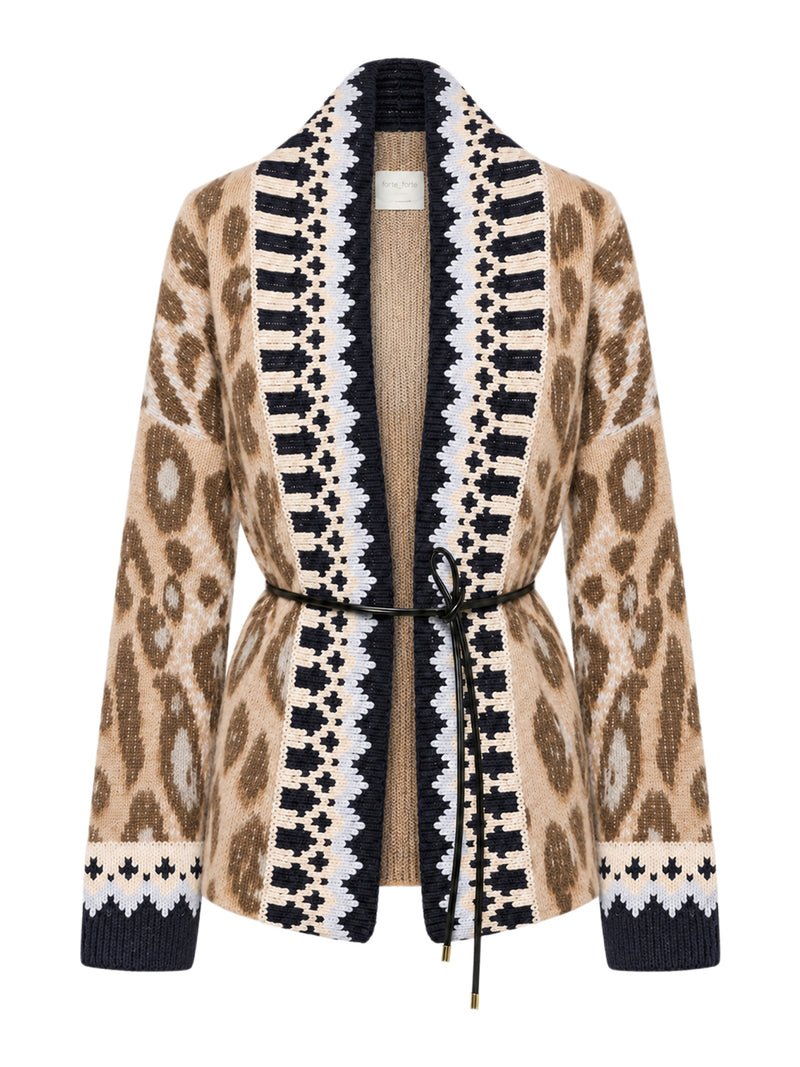 "THE BRIT LEOPARD" JACQUARD BRUSHED ALPACA CARDIGAN