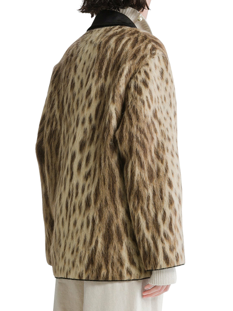 SHORT COAT IN VIRGIN WOOL AND ALPACA BLEND “ROYAL LEOPARD” GOLD