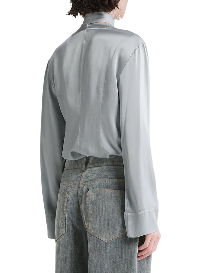SILK SATIN SHIRT WITH SCARF