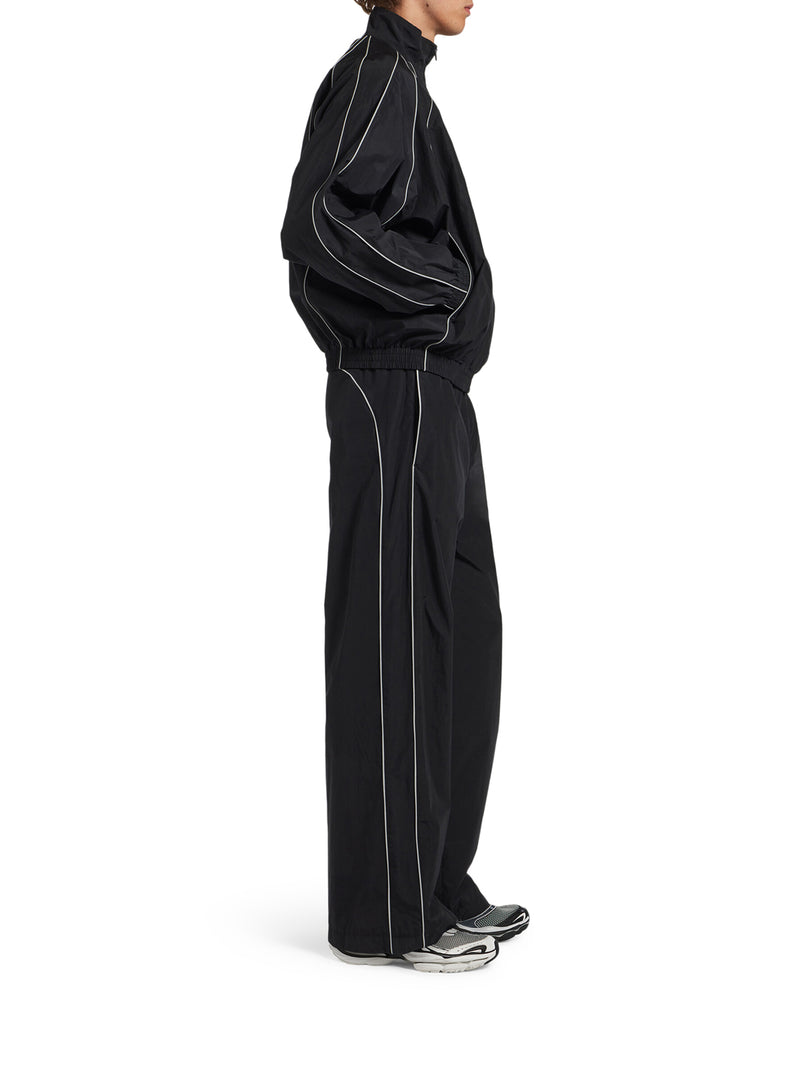 BLACK TECHNICAL COTTON POPLIN TRACKSUIT TROUSERS