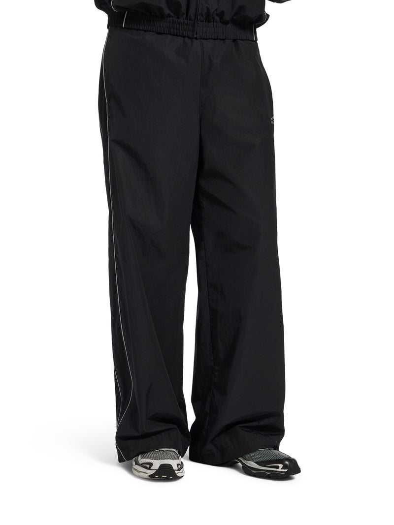 BLACK TECHNICAL COTTON POPLIN TRACKSUIT TROUSERS