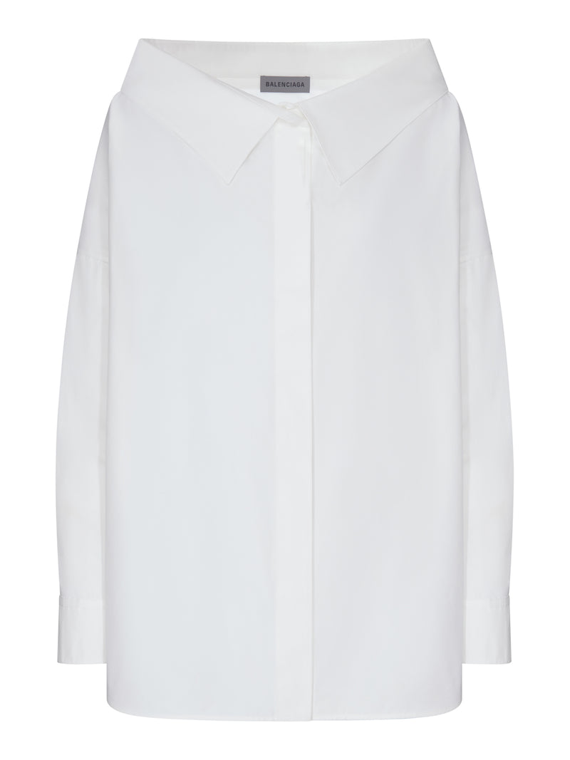 OVERSIZED STOLE-STYLE SHIRT IN ULTRA-LIGHTWEIGHT WHITE COTTON POPLIN WITH A WASHED-OUT EFFECT