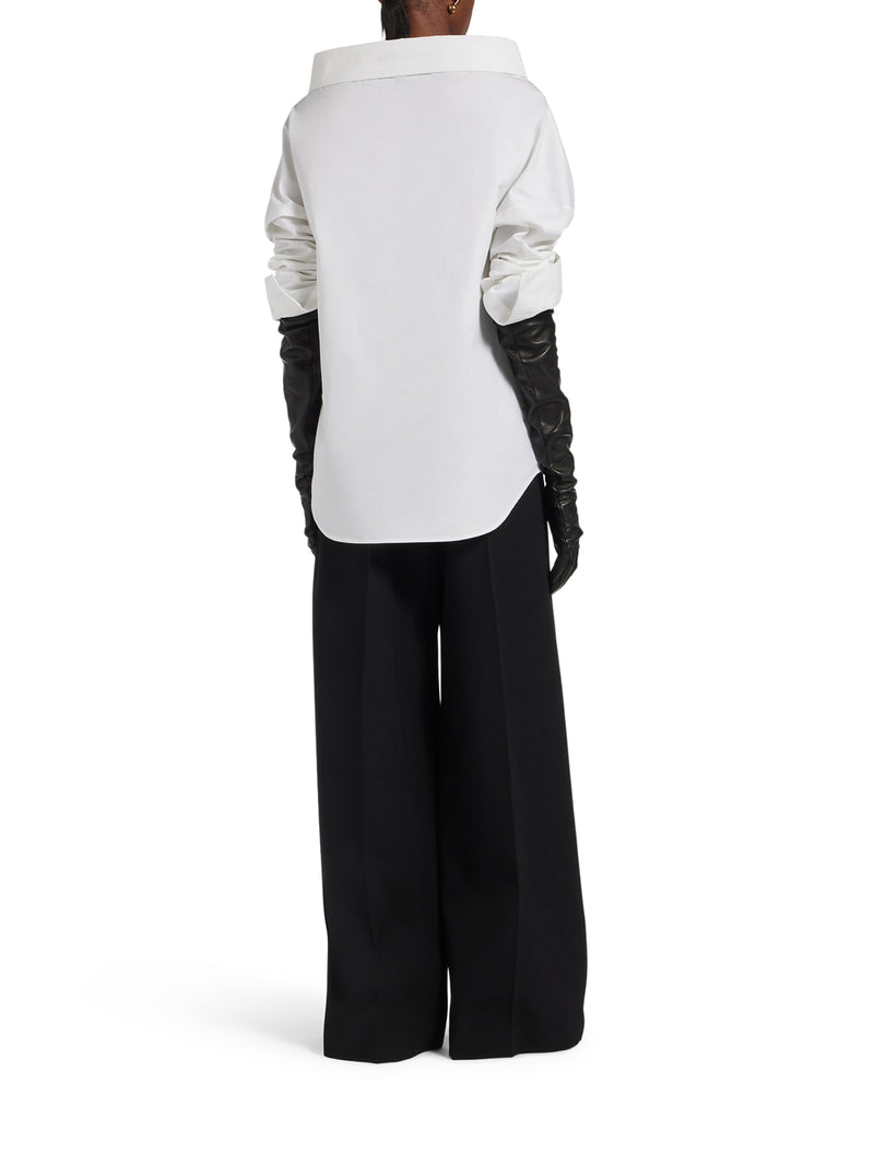 OVERSIZED STOLE-STYLE SHIRT IN ULTRA-LIGHTWEIGHT WHITE COTTON POPLIN WITH A WASHED-OUT EFFECT