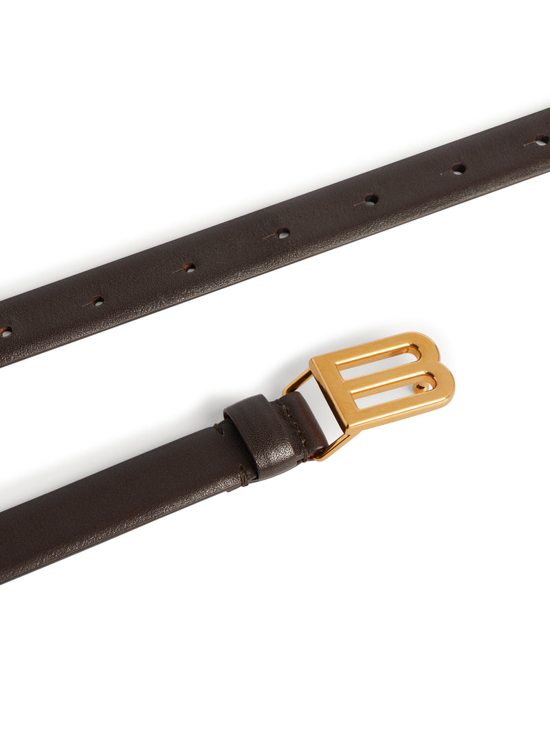 BOLERO B BELT IN SMOOTH MOCHA CALFSKIN WITH ANTIQUE GOLD-TONE HARDWARE
