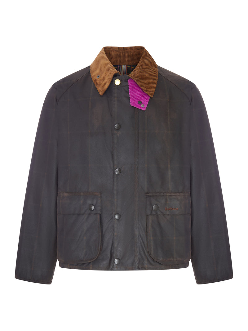 PAUL SMITH LOVES BARBOUR TRANSPORT WAXED JACKET WITH LARGE CHECK PATTERN