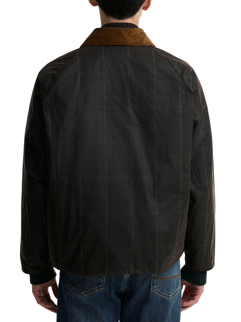 PAUL SMITH LOVES BARBOUR TRANSPORT WAXED JACKET WITH LARGE CHECK PATTERN