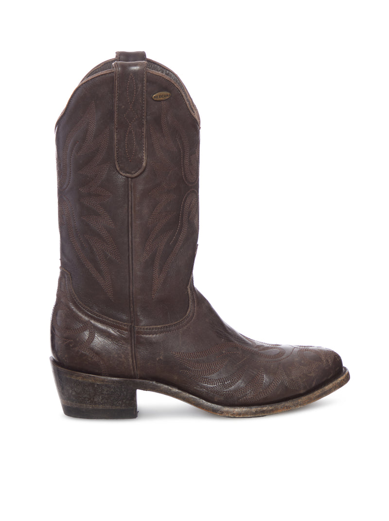 BROWN LEATHER MEXICANA COWBOY BOOTS