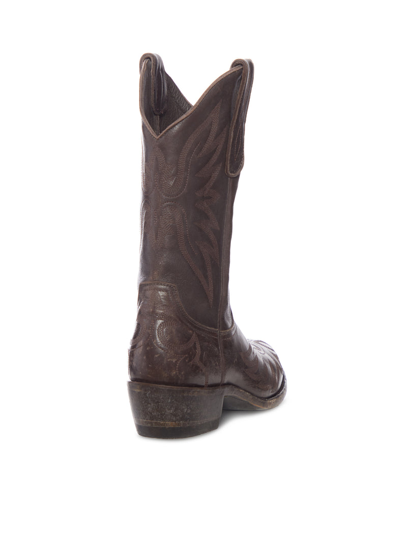 BROWN LEATHER MEXICANA COWBOY BOOTS