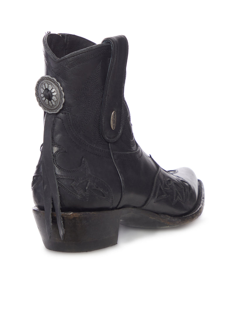 MEXICANA BLACK LEATHER STITCHED PLUS WESTERN BOOTS