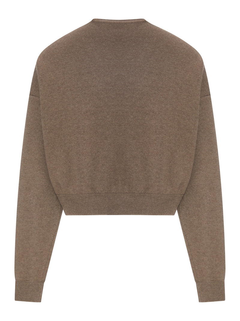 TAUPE KNIT CROPPED CARDIGAN