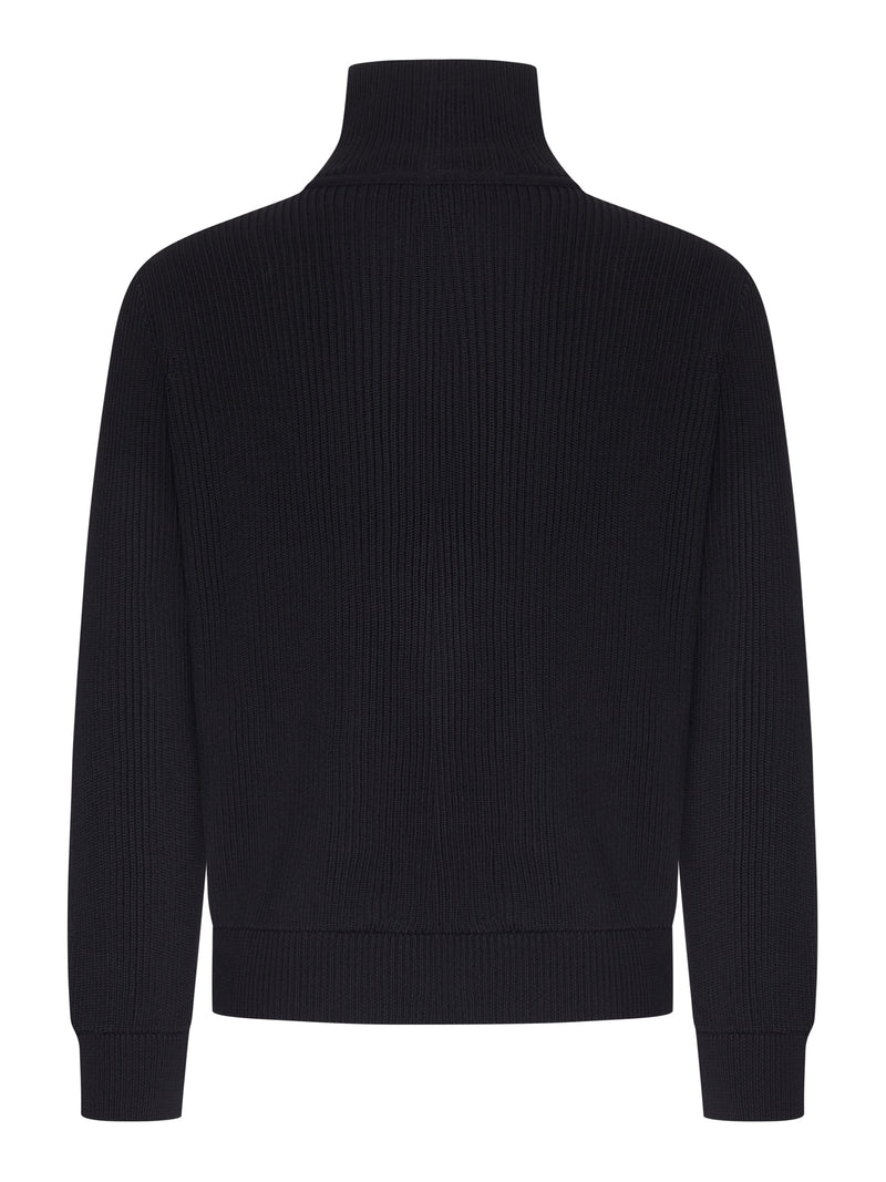 RIB-KNIT FULL-ZIP CARDIGAN
