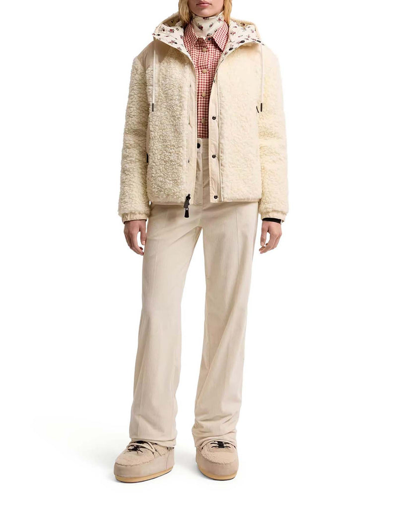 REVERSIBLE PADDED HOODED ZIP-UP TEDDY SWEATSHIRT