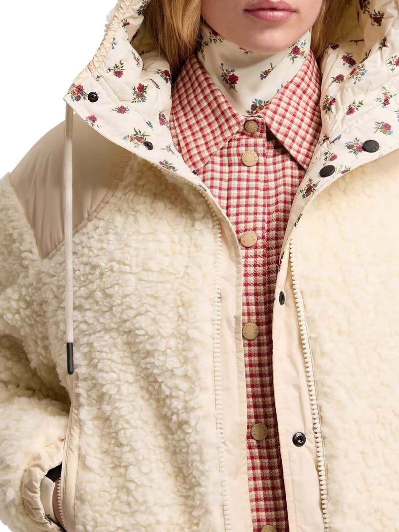 REVERSIBLE PADDED HOODED ZIP-UP TEDDY SWEATSHIRT