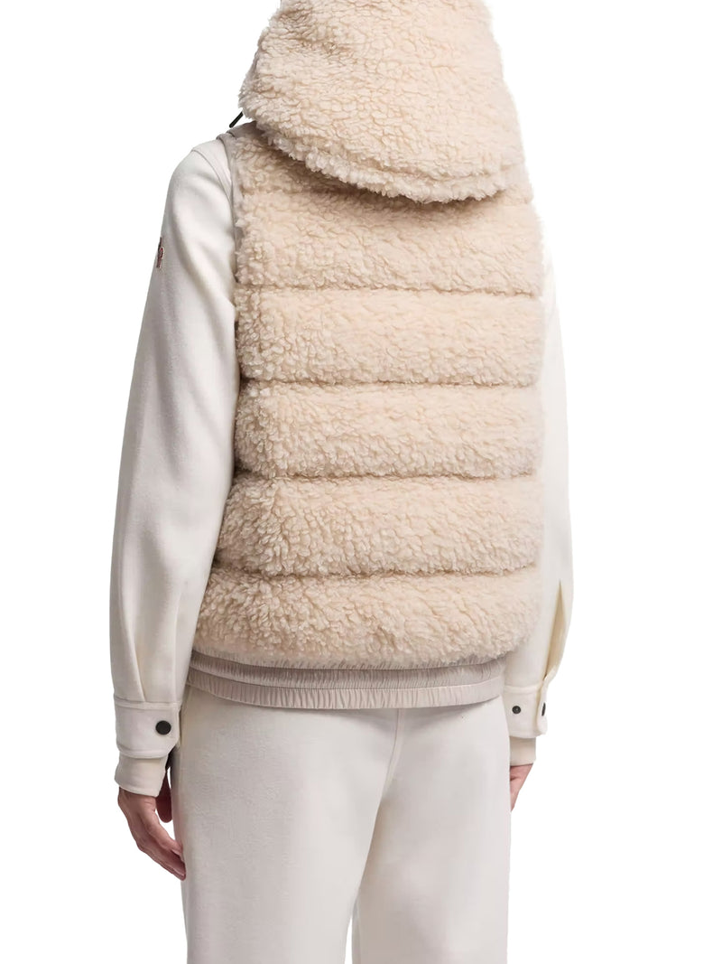 INSULATED TEDDY-STYLE VEST WITH HOOD