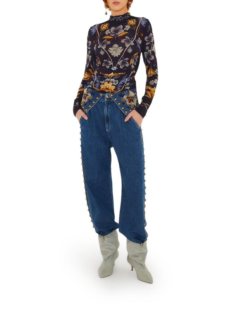 FLORAL PRINT HIGH-NECK TOP