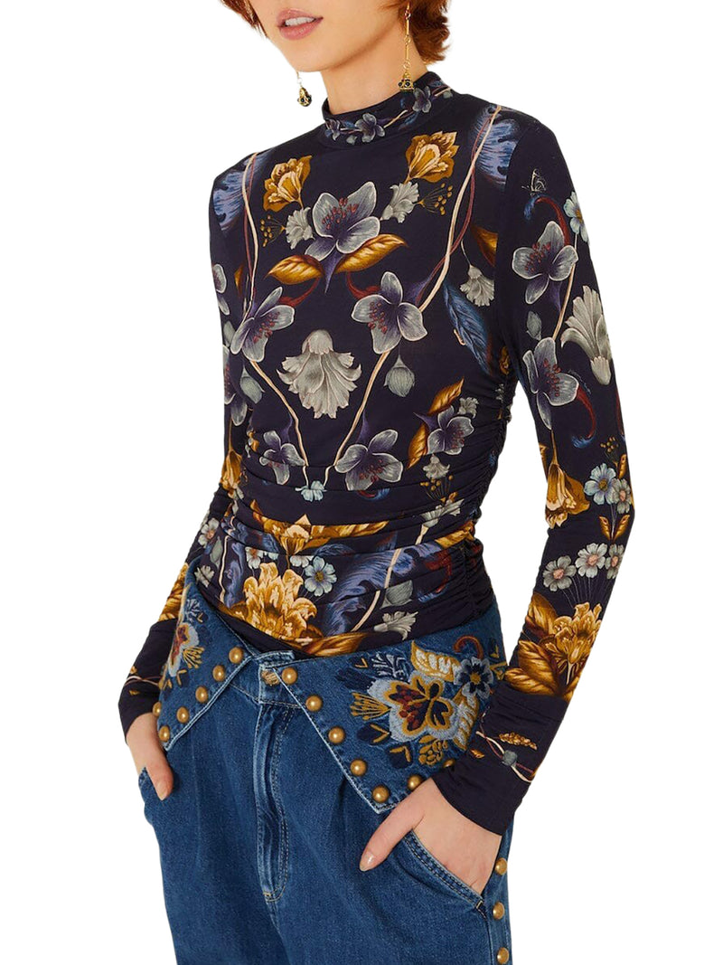 FLORAL PRINT HIGH-NECK TOP