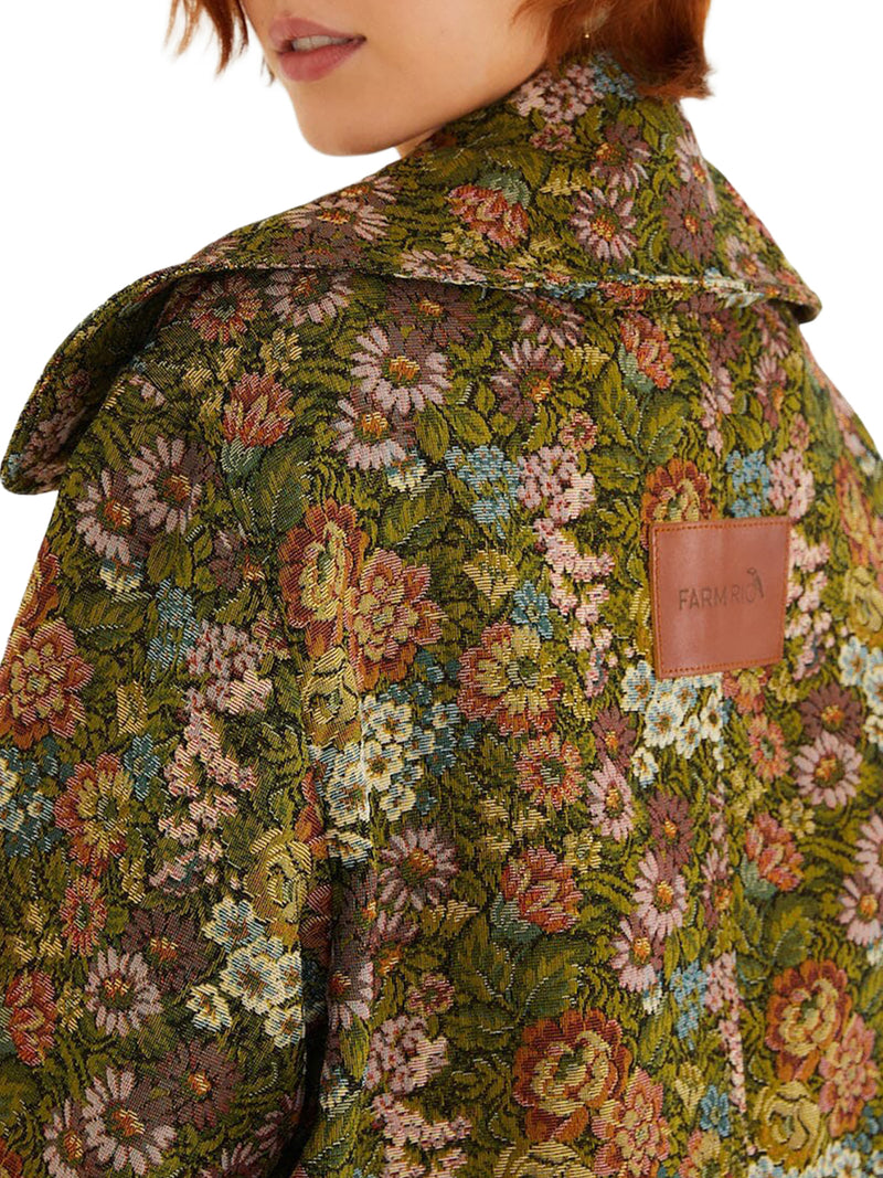 FLORAL JACQUARD TRENCHCOAT