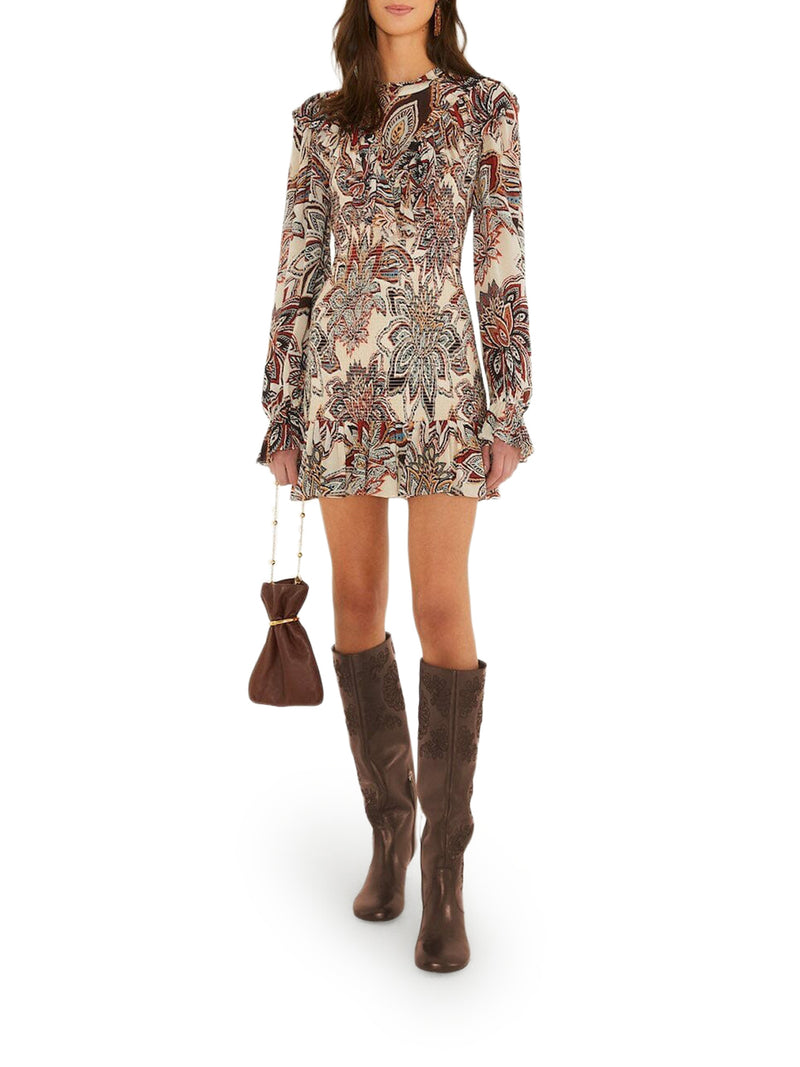 SHORT PRINTED DRESS WITH RUFFLES