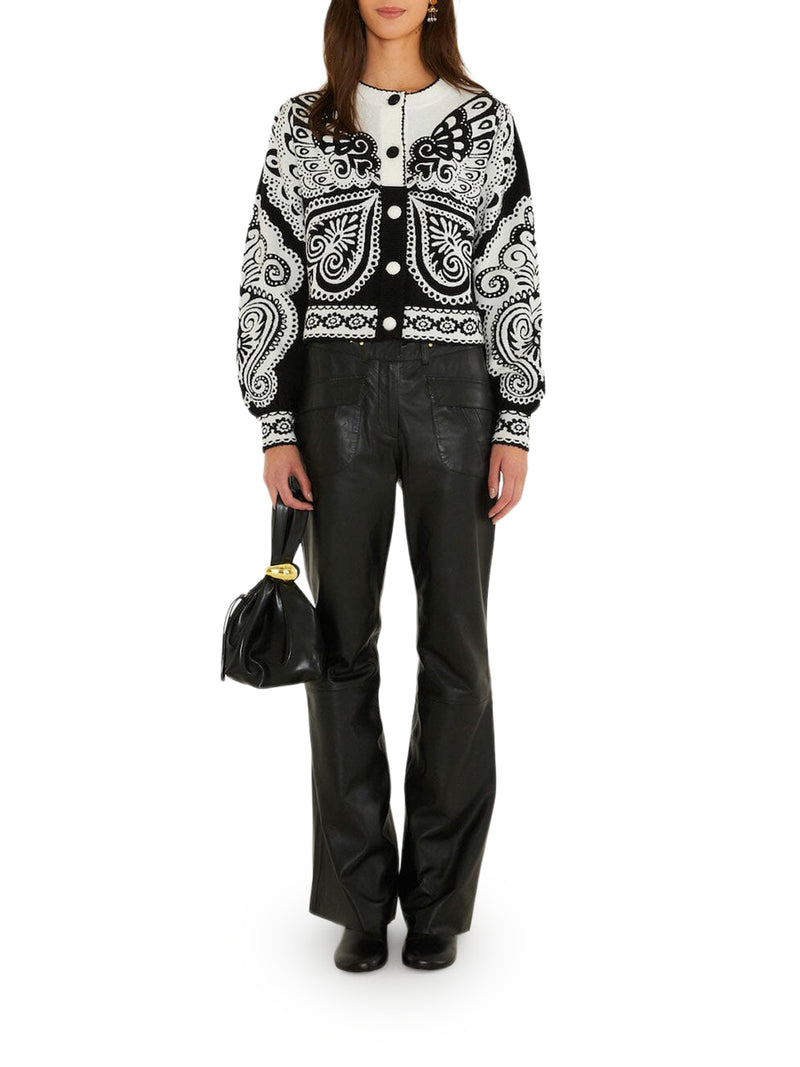 CROP CARDIGAN WITH PAISLEY MOTIF