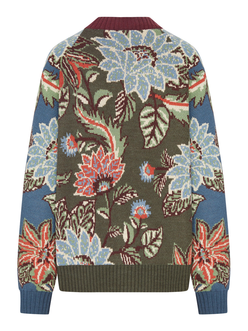 OVERSIZED FLORAL-PATTERN CARDIGAN