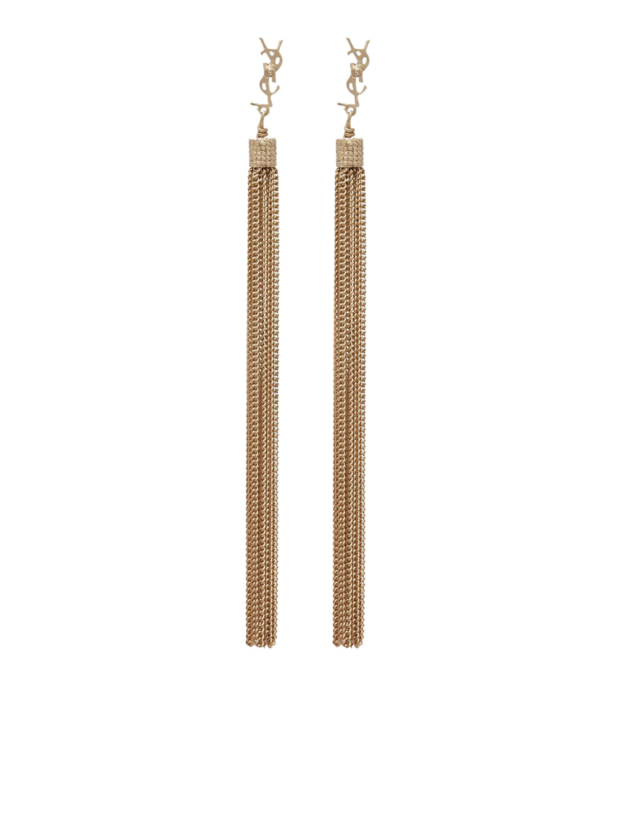 LOULOU EARRINGS WITH CHAIN TASSELS IN LIGHT GOLD BRASS