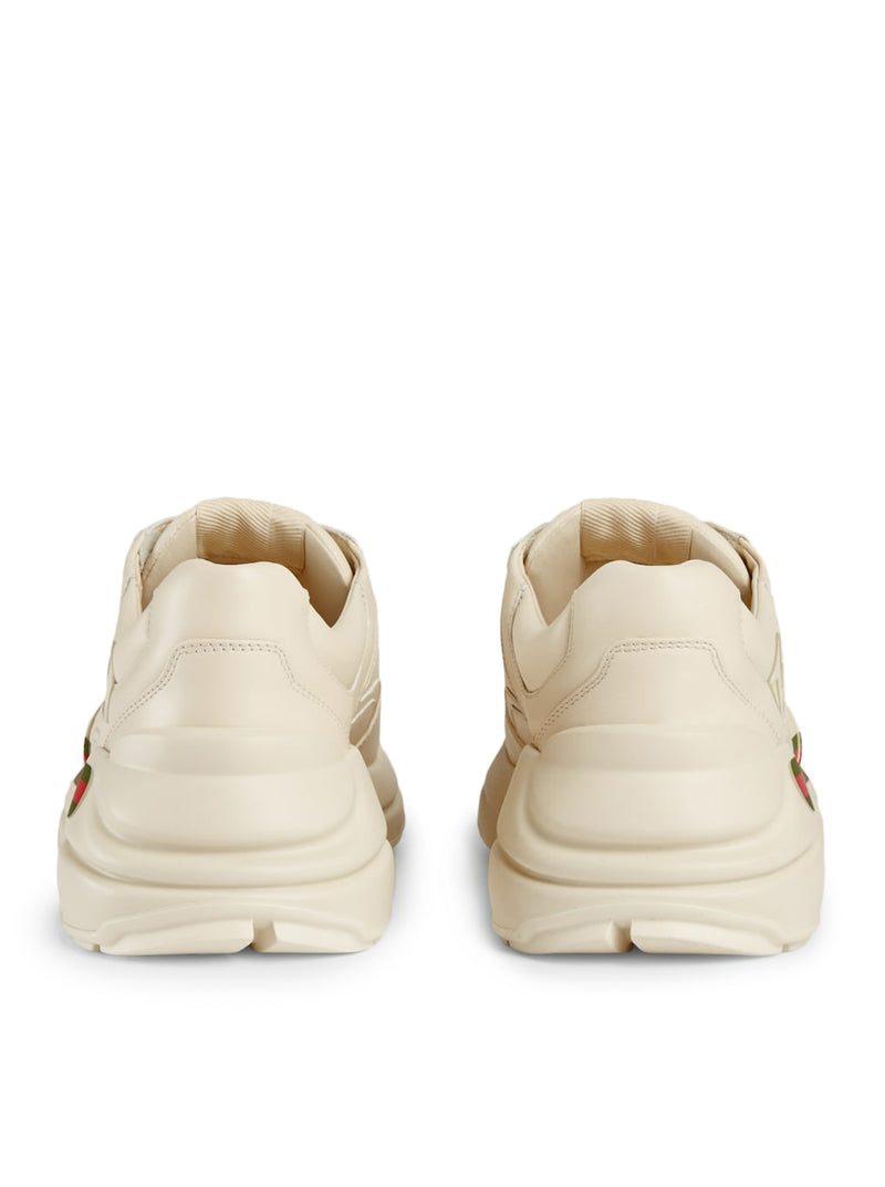 WOMEN`S RHYTON SNEAKERS IN LEATHER WITH GUCCI LOGO