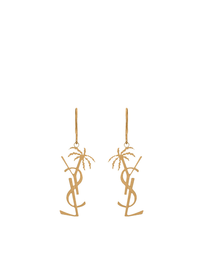 monogram palm tree earrings