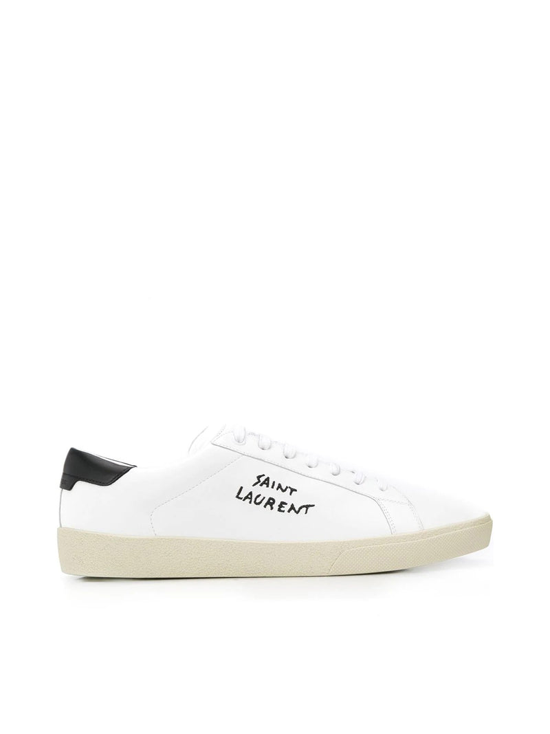 OPTICAL WHITE COURT SL / 06 SNEAKERS IN LEATHER AND GOLD EMBROIDERED
