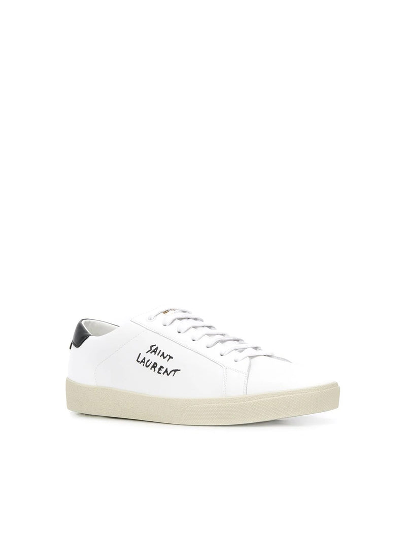OPTICAL WHITE COURT SL / 06 SNEAKERS IN LEATHER AND GOLD EMBROIDERED