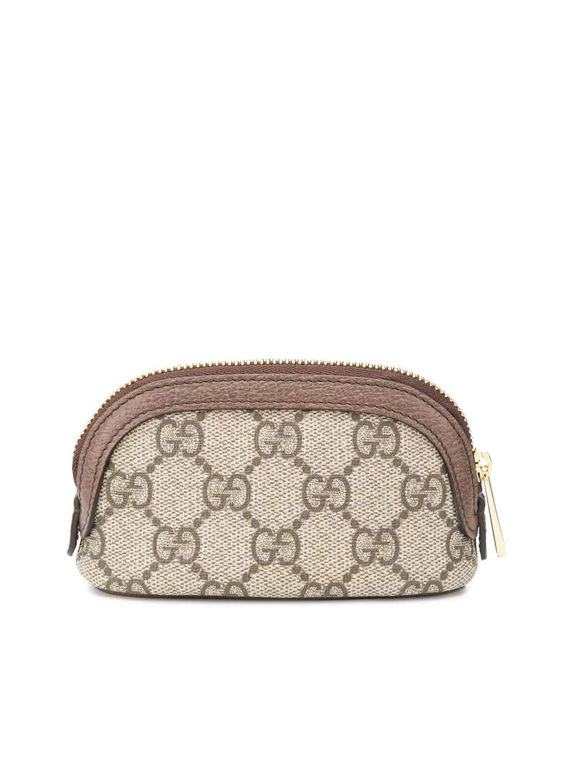 Ophidia GG key pouch in beige and ebony