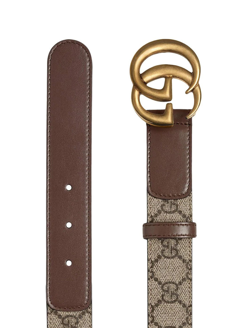 Gucci Brown Leather Double G Buckle Belt 80CM Gucci