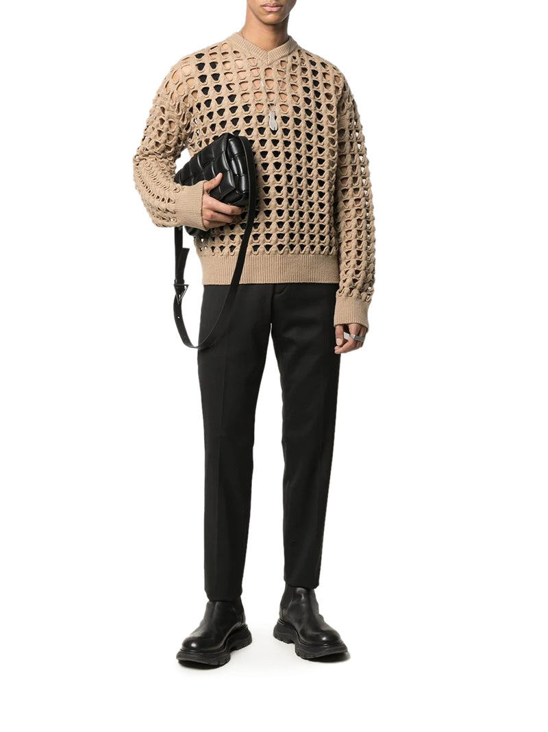 open-knit V-neck jumper
