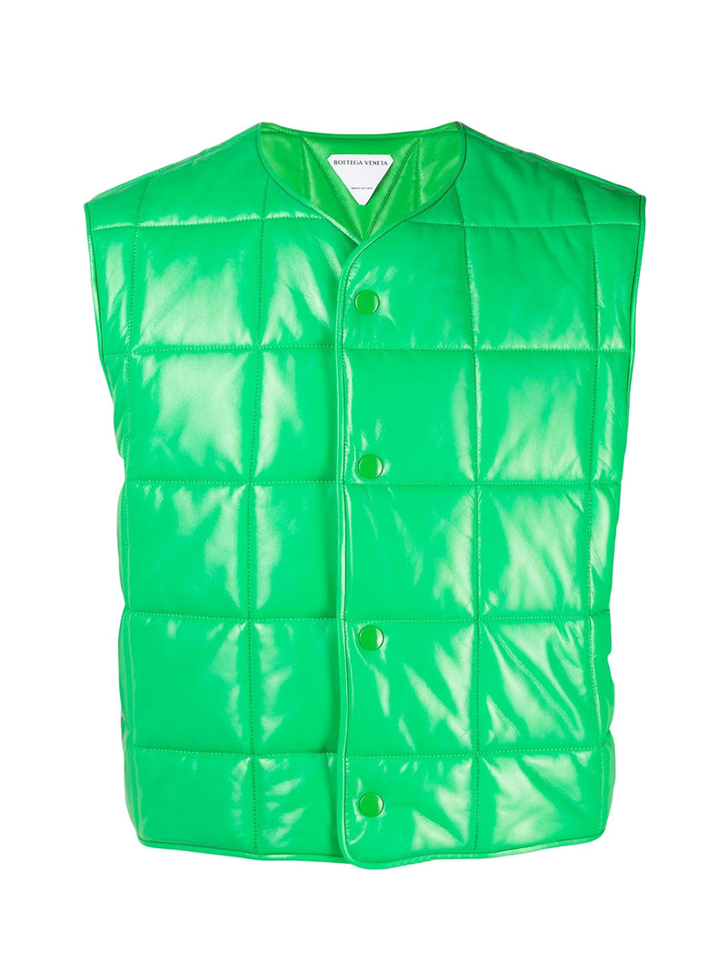 square-quilt sleeveless jacket