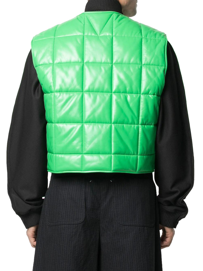 square-quilt sleeveless jacket