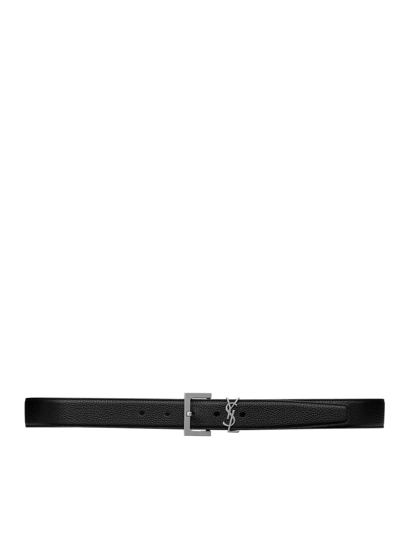 Saint Laurent YSL Monogram Leather Belt Black Sz.100 EU