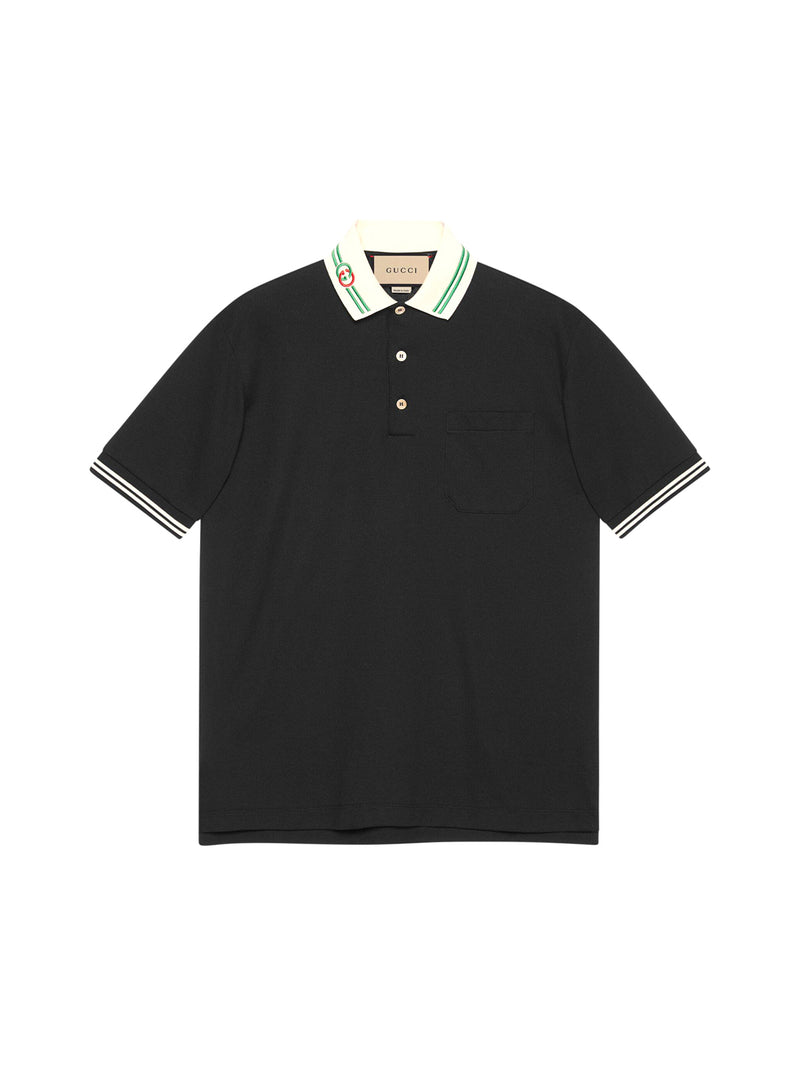 Cotton pique polo shirt with GG