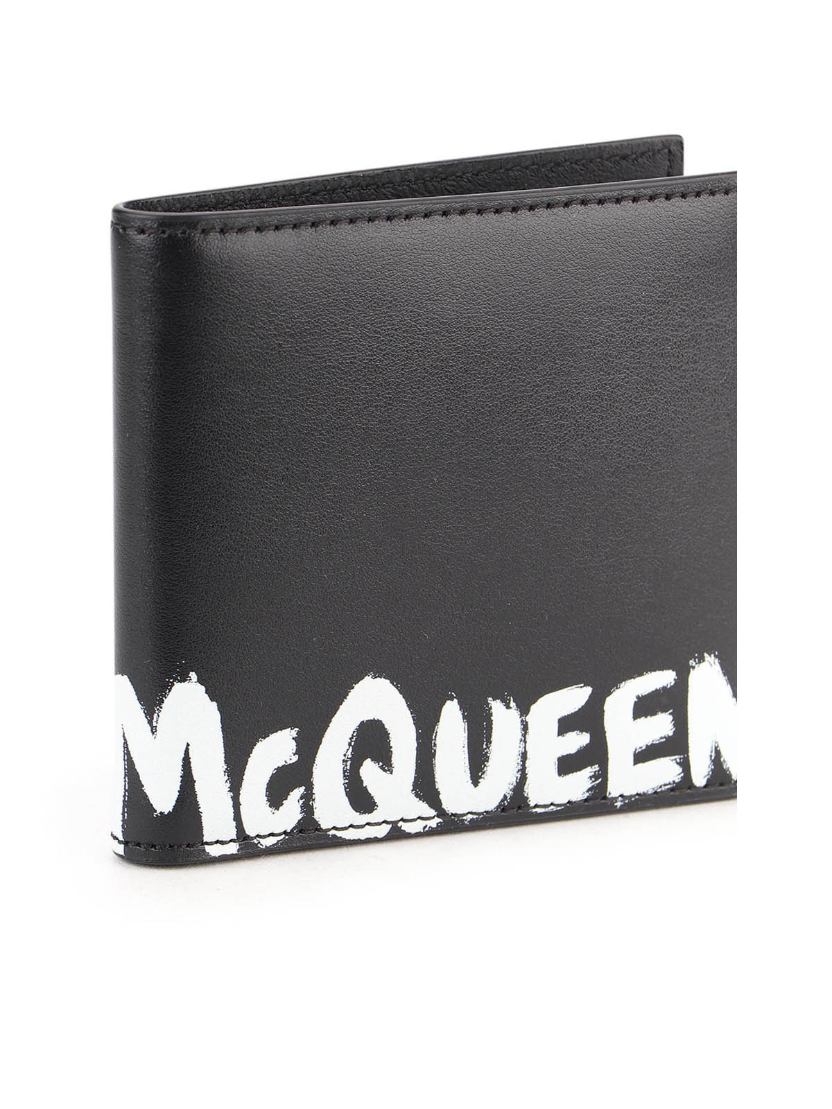 Bifold wallet in leather with graffiti logo print