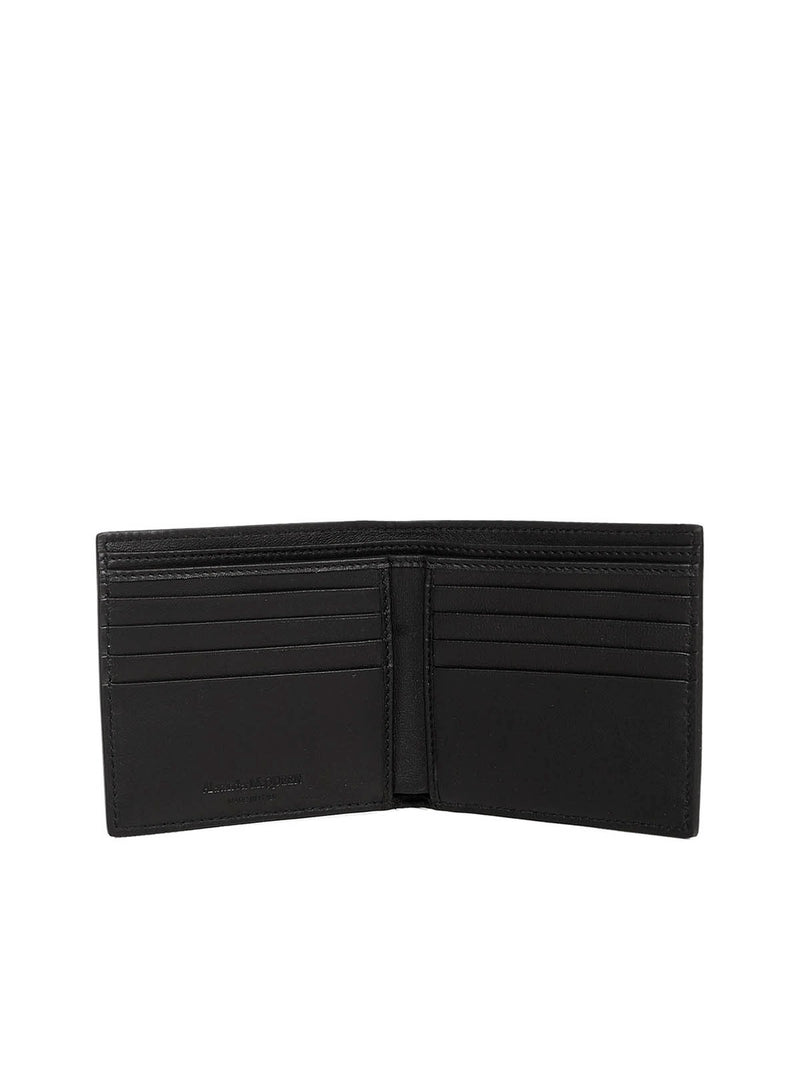 Bifold wallet in leather with graffiti logo print