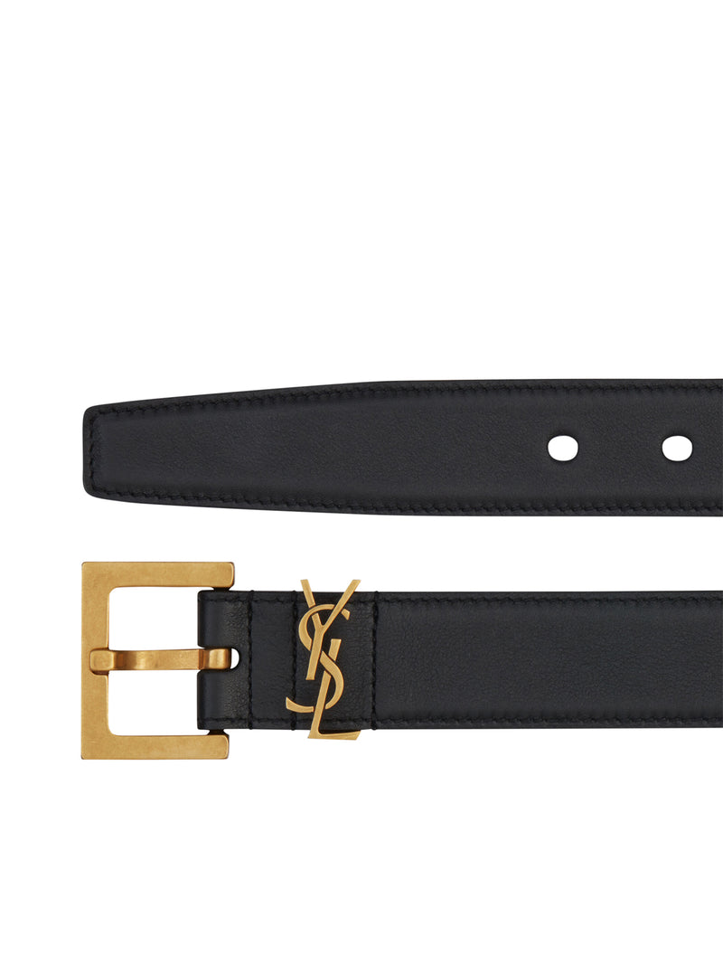 MONOGRAM BELT WITH SQUARE BUCKLE IN SMOOTH LEATHER