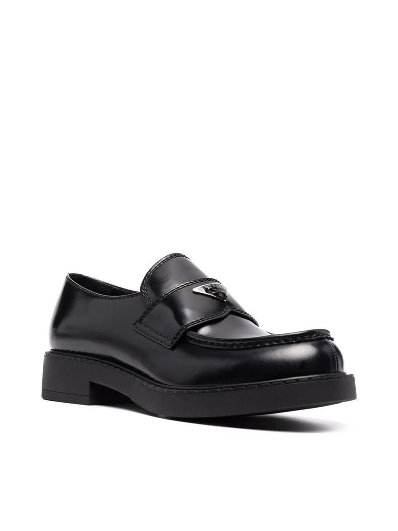 logo-plaque chunky heel loafers