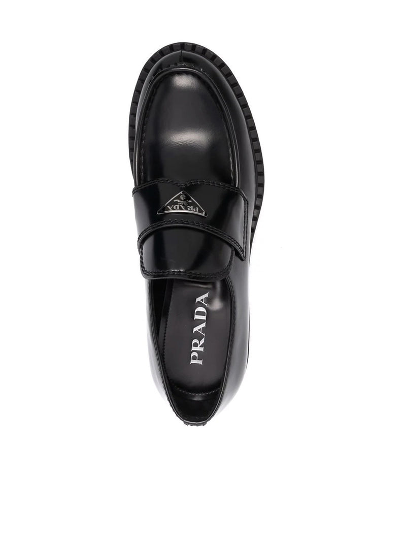 logo-plaque chunky heel loafers