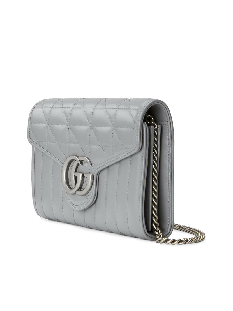 GUCCI GG MARMONT MONOGRAM DIAGONAL SUPER MINI SHOULDER BAG BLUE