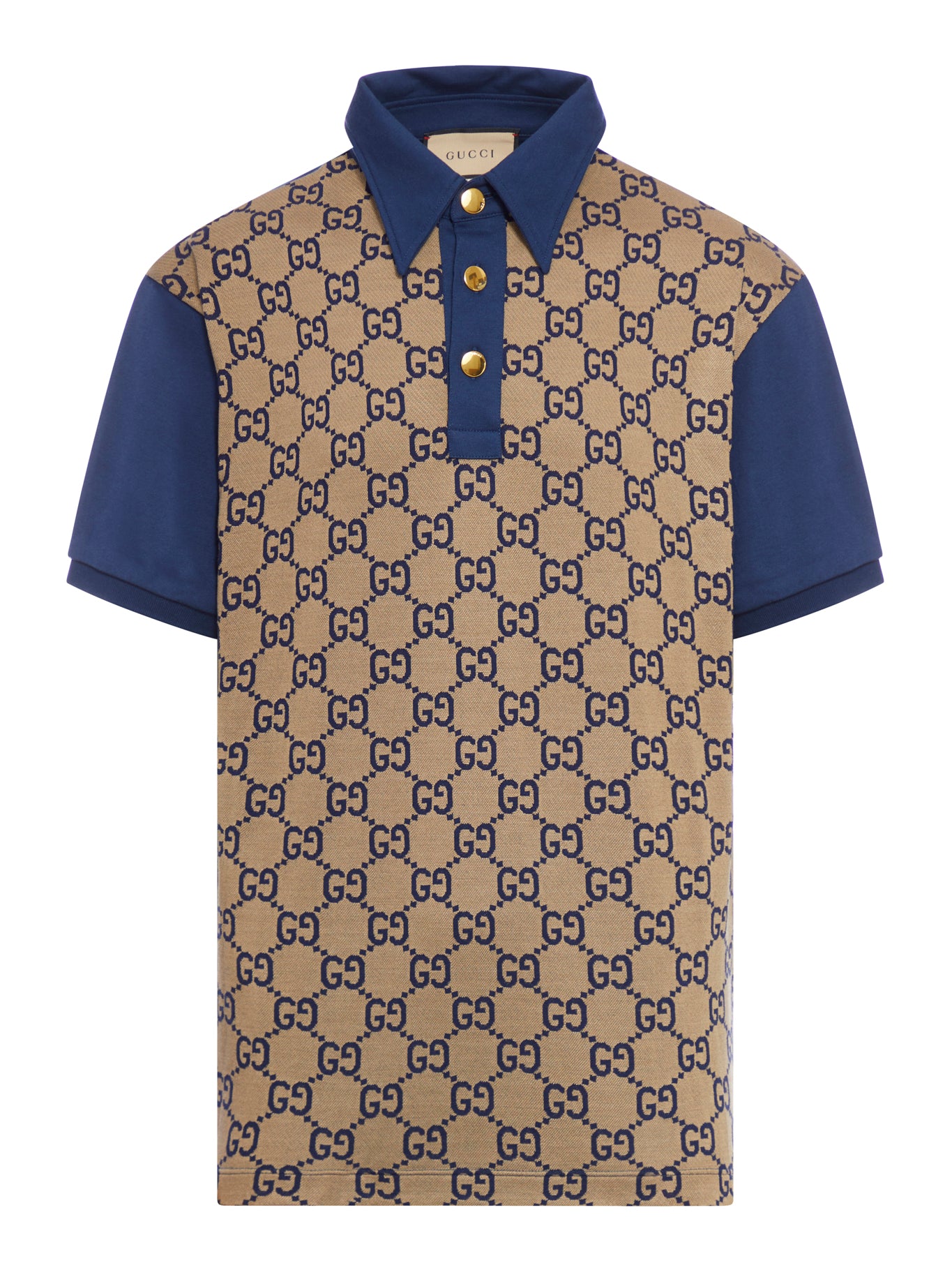 Cotton and silk polo shirt with maxi GG