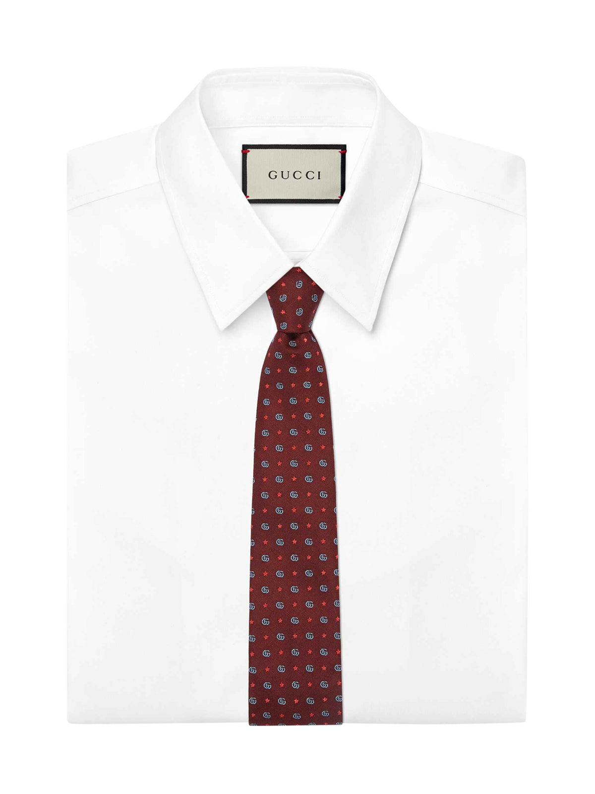Double G and stars jacquard silk tie