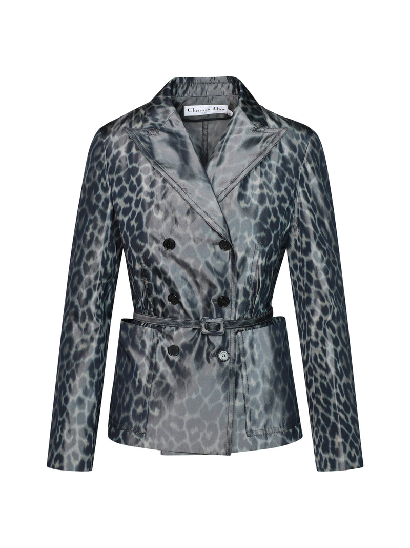 Double-breasted jacket in synthetic fabric