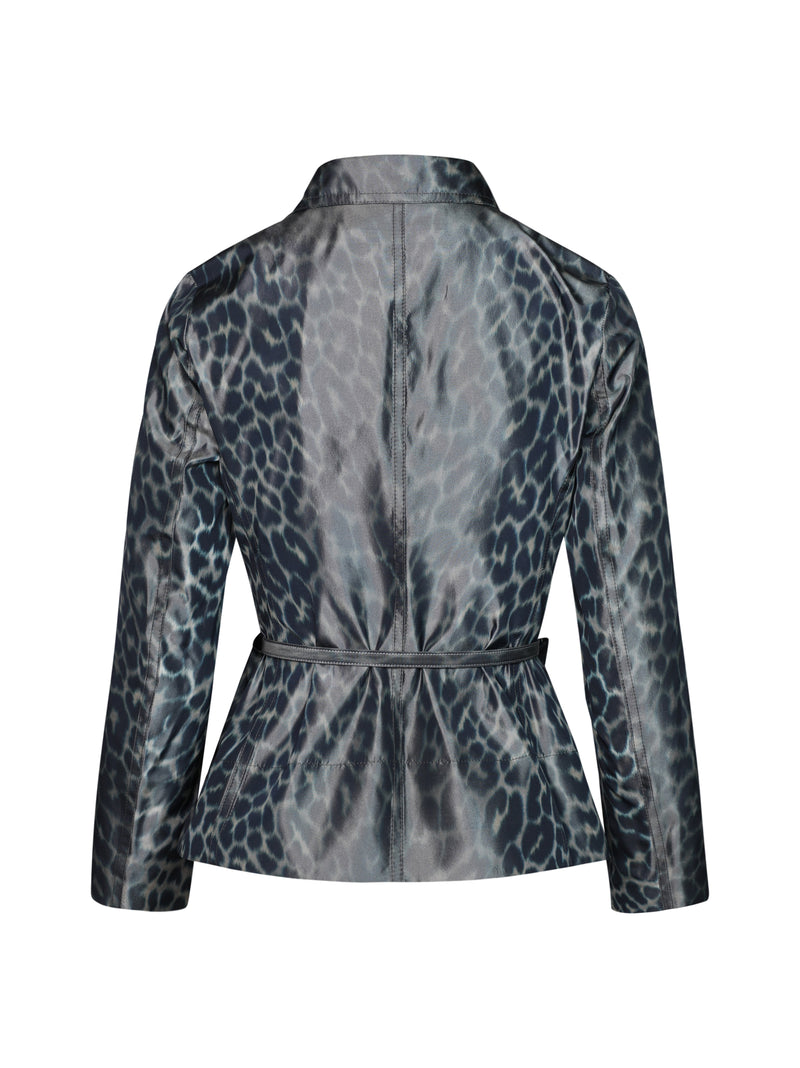 Double-breasted jacket in synthetic fabric