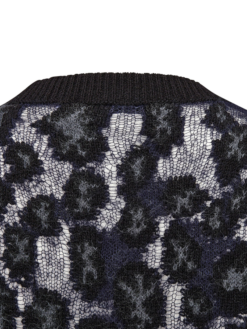 Mizza blue and gray perforated cashmere sweater