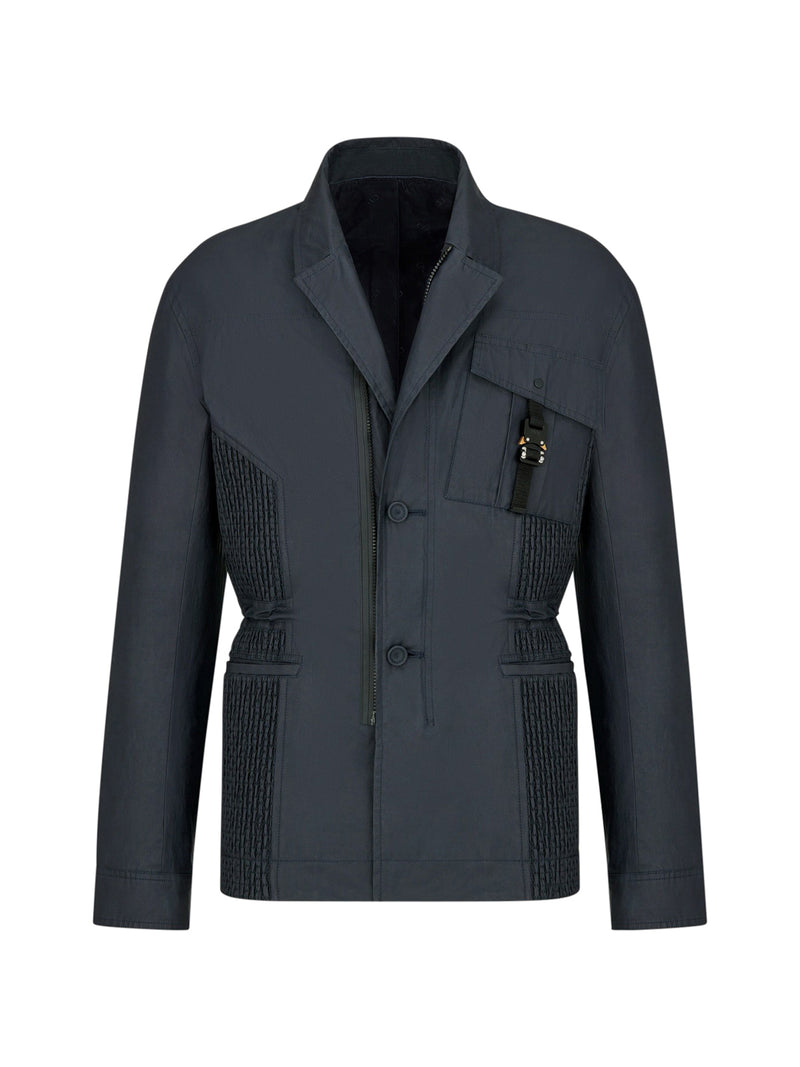 Navy blue waxed cotton poplin